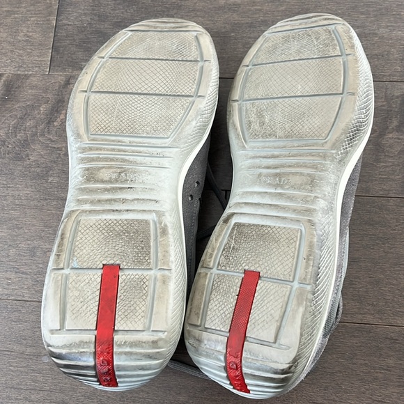 Prada America's Cup Sneakers Men's US 12 Gray Suede Nylon Low Tops 4E2043 - Picture 4 of 5